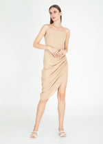 Asymmetric Linen String Dress (Tan)