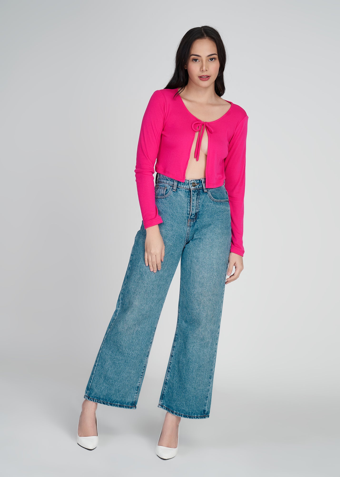 Basic Crop Cardigan (Hot Pink)