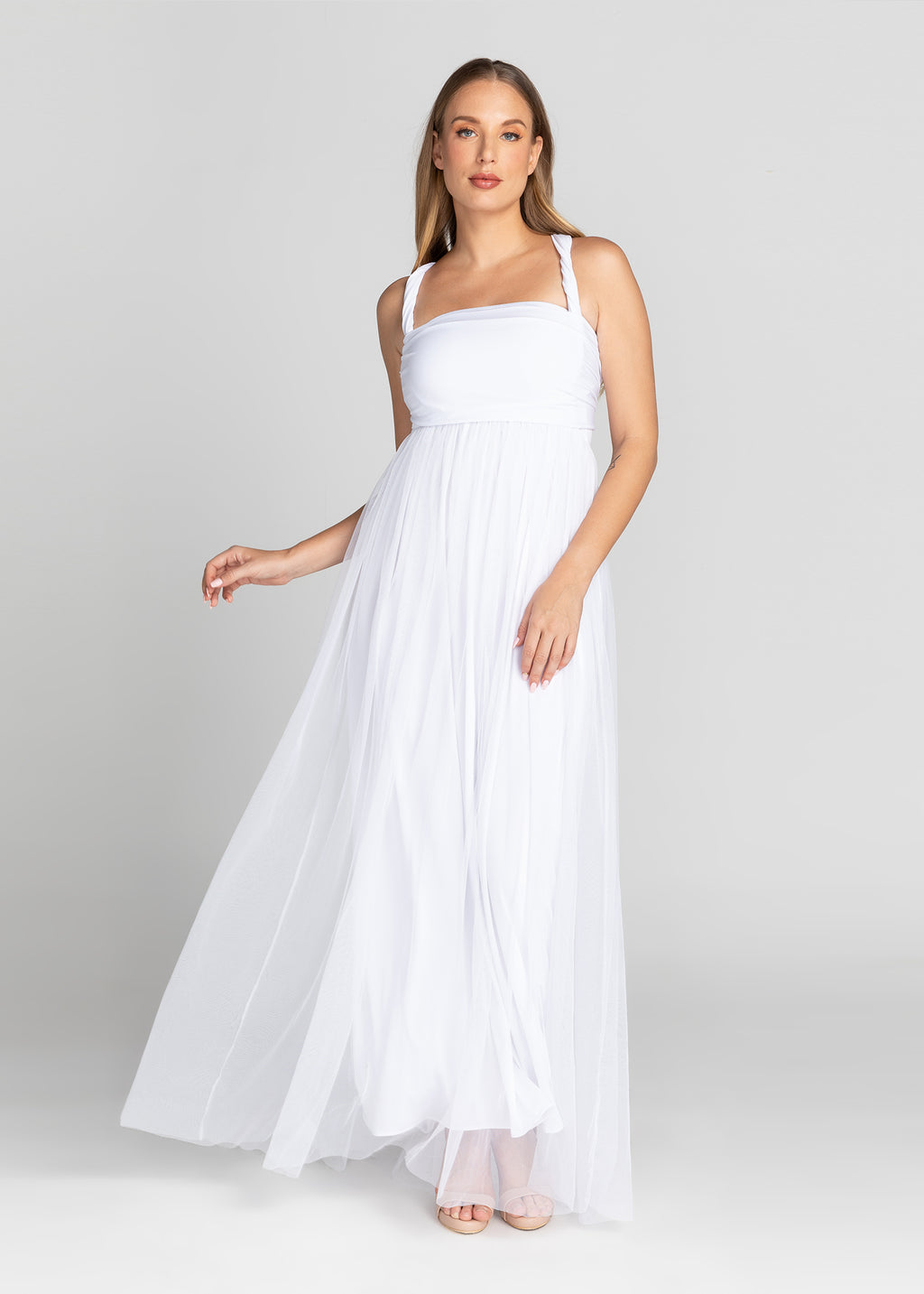 Infinity Dress with Tulle (Pearl White)