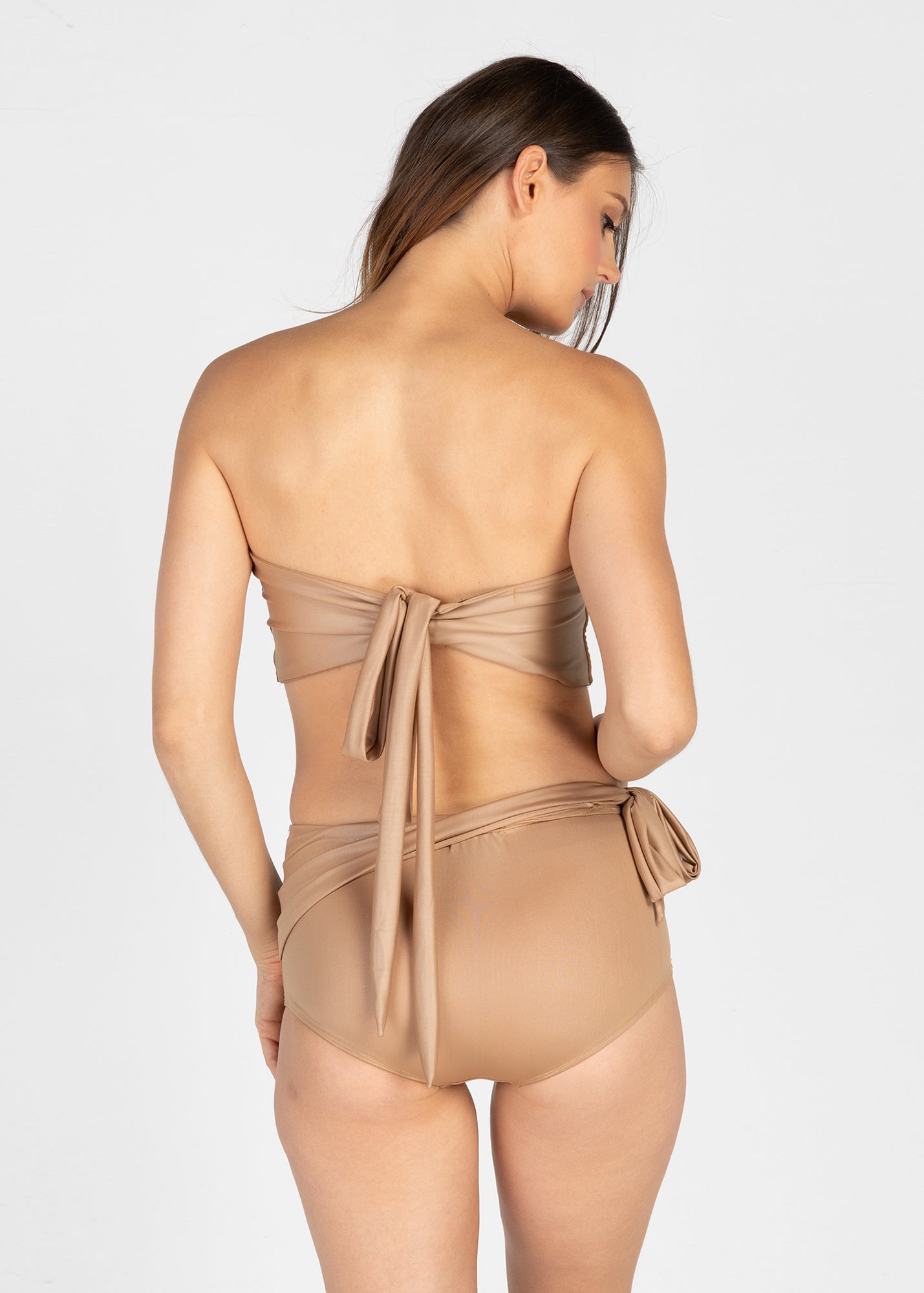 High-Waist Wrap-Front Bikini Bottom (Sand)