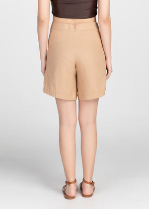 Classic Linen Trouser Shorts (Tan)