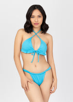 Ruched Triangle Bikini Top and High-Cut Bikini Bottom Set (Malibu)