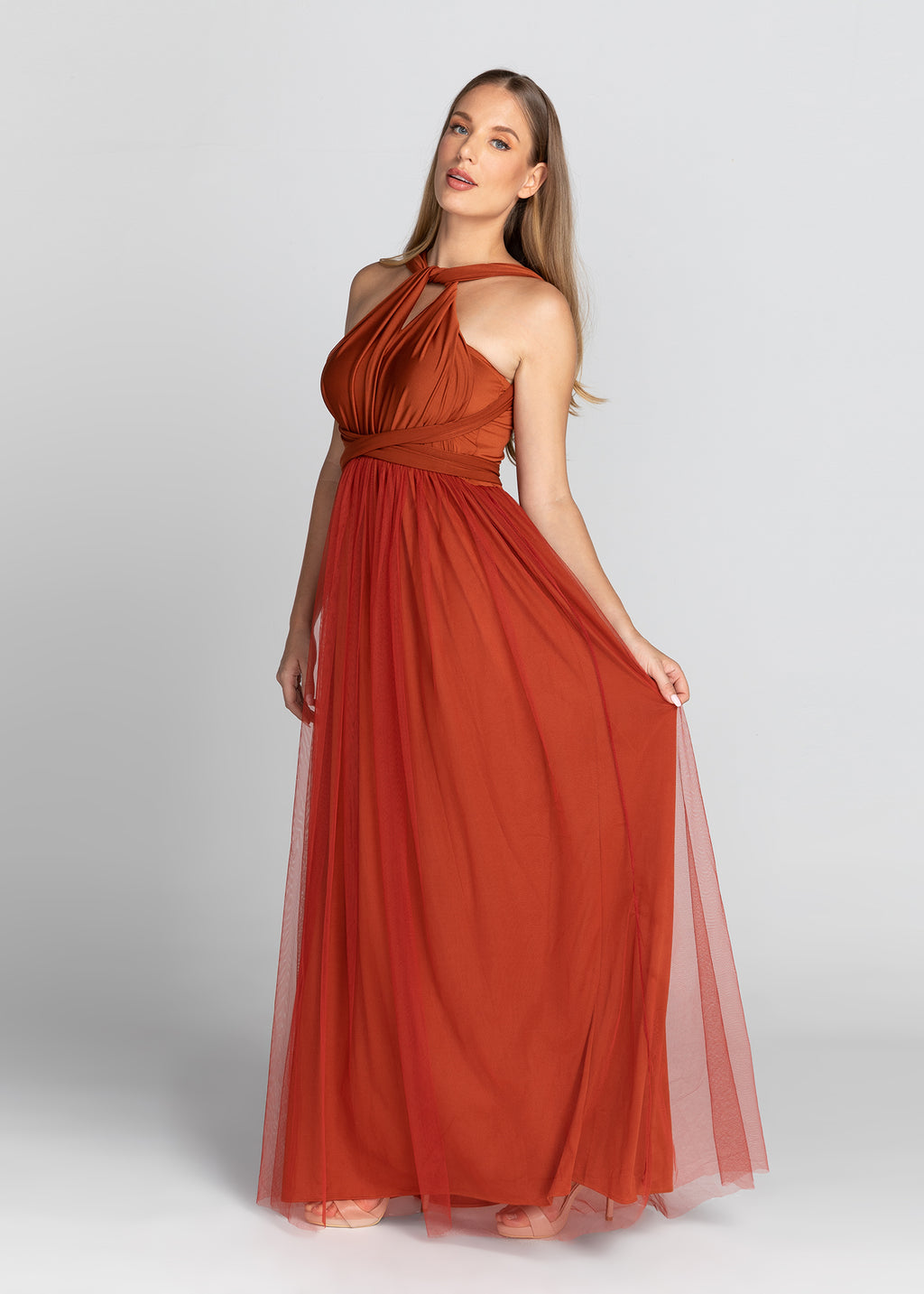 Infinity Dress with Tulle (Burnt Orange)