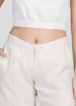 Classic Linen Trouser Shorts (Off-White)